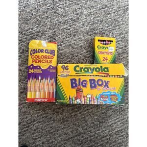 Large Lot Vintage Crayons/ Colored Pencil - Crayola Color Club Big Box
